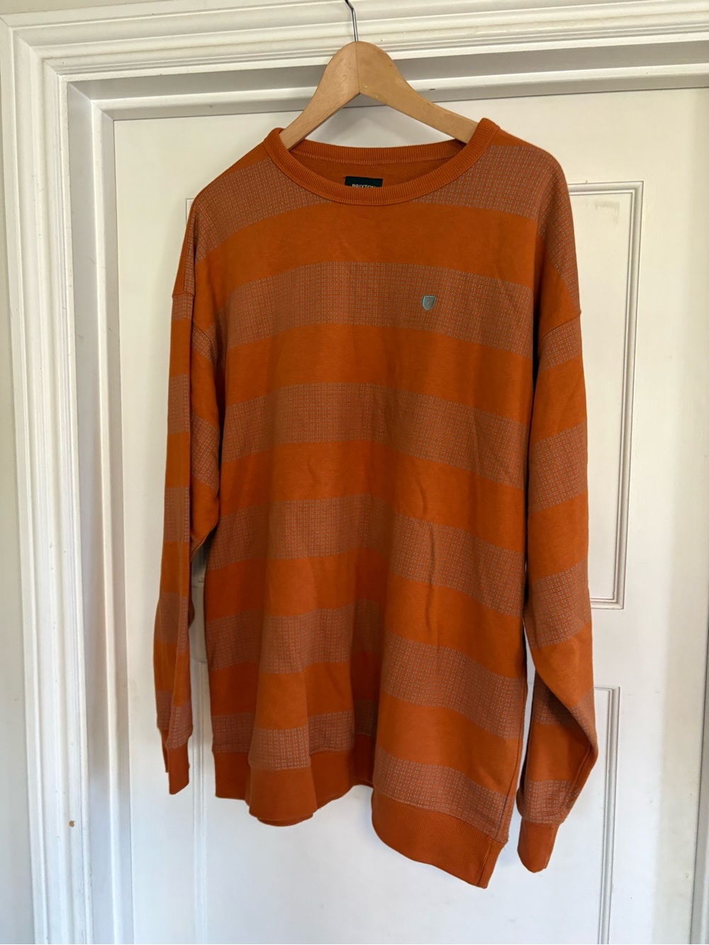 Brixton Orange Crew Sweater with Black Label